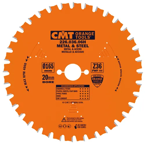 CMT Industrial Pílový kotúč na železo - D165x1,5 d20 Z36 HW