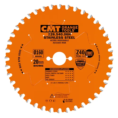 CMT XTreme Pílový kotúč na nehrdzavejúcu oceľ - D160x1,8 d20 Z40 HW