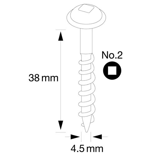 IGM Pocket Hole Skrutky - 4,5x38mm, hrubý závit, talířová hlava, 200 ks