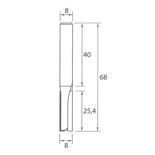 IGM M100 Drážkovacia fréza - D8x25,4 L68 S=8 HW