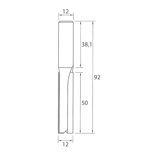 IGM M100 Drážkovacia fréza - D12x50 L92 S=12 HW