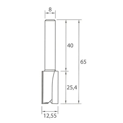 IGM M100 Drážkovacia fréza - D12,55x25,4 L65 S=8 HW