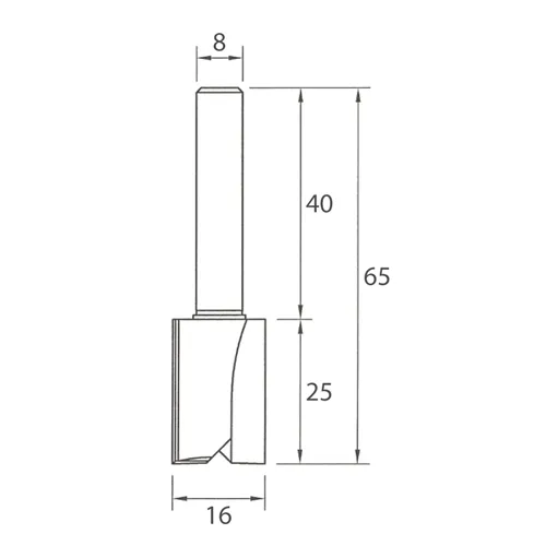 IGM M100 Drážkovacia fréza - D16x25 L65 S=8 HW