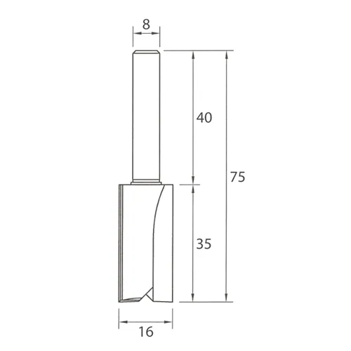 IGM M100 Drážkovacia fréza - D16x35 L75 S=8 HW