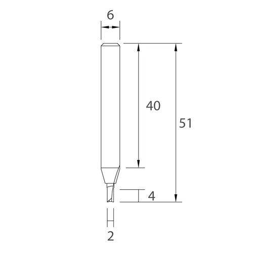 IGM M101 Drážkovacia fréza - D2x4 L51 S=6 HWM