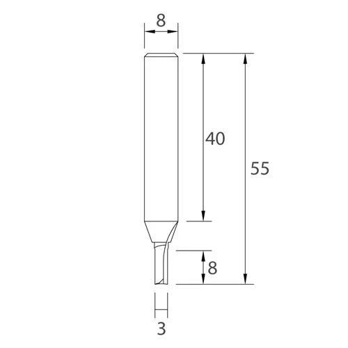 IGM M101 Drážkovacia fréza - D3x8 L55 S=8 HWM