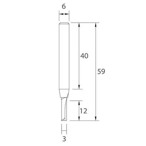 IGM M101 Drážkovacia fréza - D3x12 L59 S=6 HWM