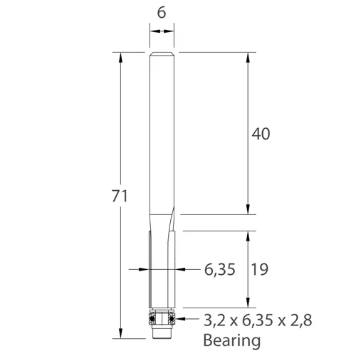 IGM M106 Orezávacia fréza - D6,35x19 L71 S=6 HW