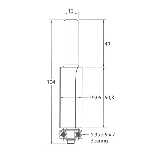 IGM M106 Orezávacia fréza - D19,05x50,8 L104 S=12 HW