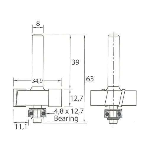 IGM M135 Falcovacia fréza - D34,9x12,7 H11,1 L63 S=8 HW