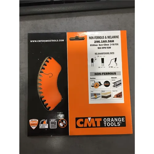 CMT Orange Pílový kotúč na lamino, plast a neželezné kovy, D160x2,2 d20 Z56 HW (Tovar bol použitý)
