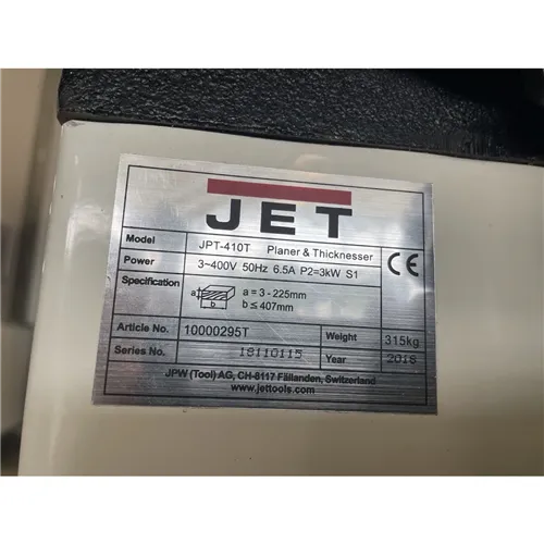JET JPT-410 Zrovnávacia a hrúbkovacia frézka (Tovar bol použitý)