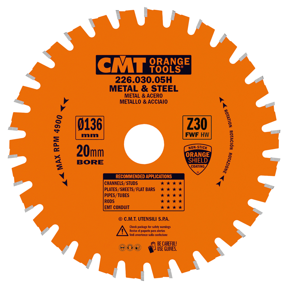 CMT Industrial Pílový kotúč na železo - D136x1,5 d20 Z30 HW C22603005H