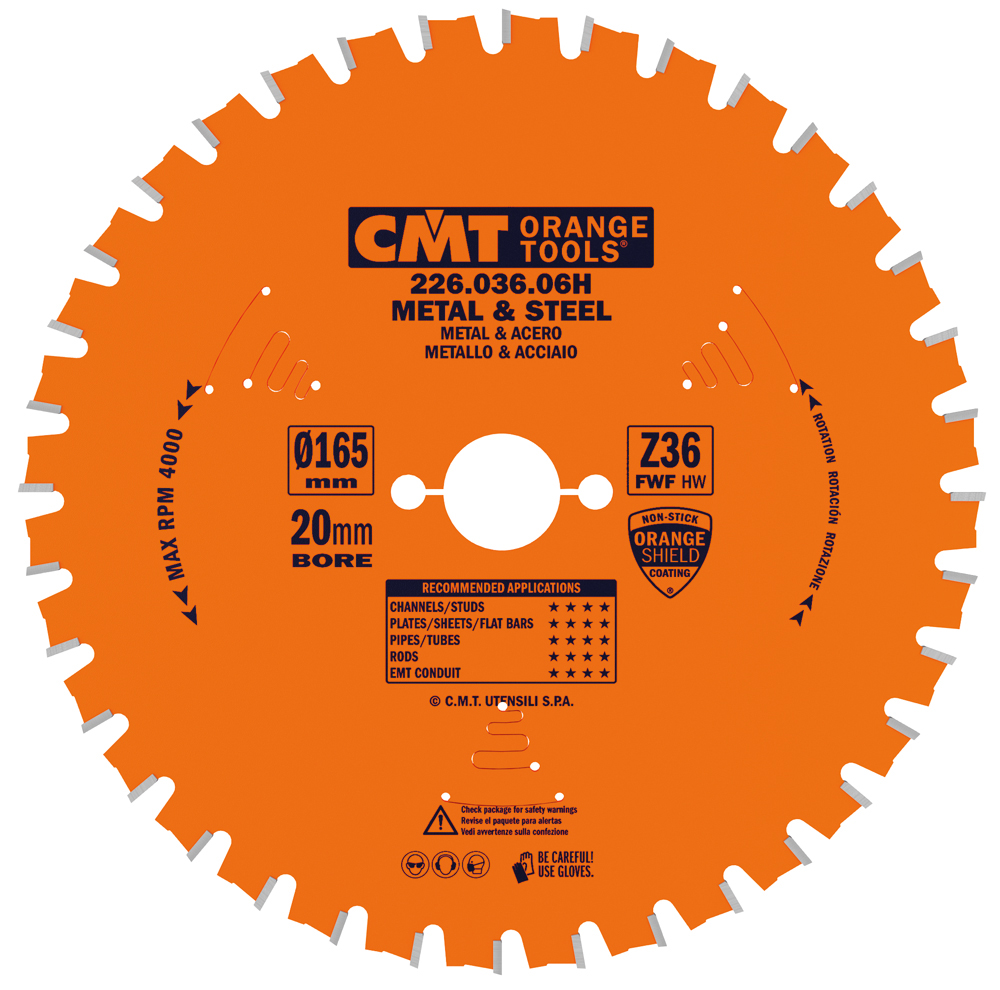 CMT Industrial Pílový kotúč na železo - D165x1,5 d20 Z36 HW C22603606H