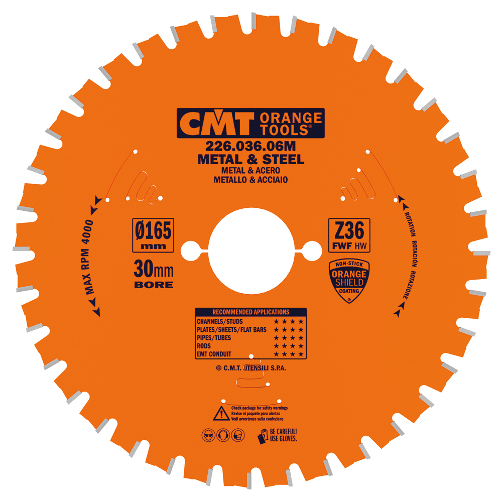 CMT Industrial Pílový kotúč na železo - D165x1,6 d30 Z36 HW C22603606M