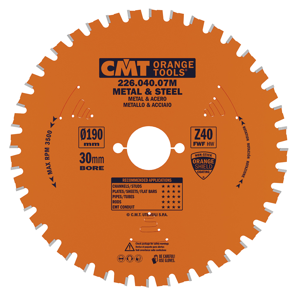 CMT Industrial Pílový kotúč na železo - D190x2,0 d30 Z40 HW C22604007M