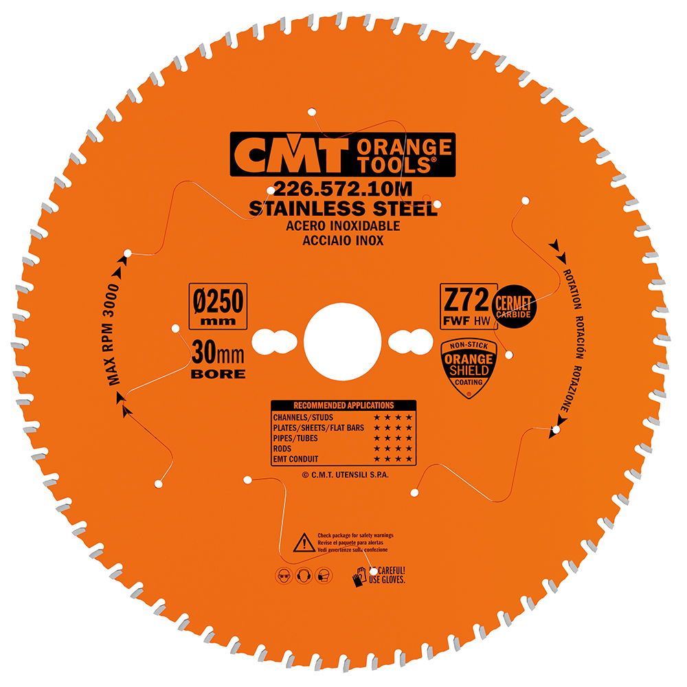 CMT XTreme Pílový kotúč na nehrdzavejúcu oceľ - D250x2,2 d30 Z72 HW C22657210M