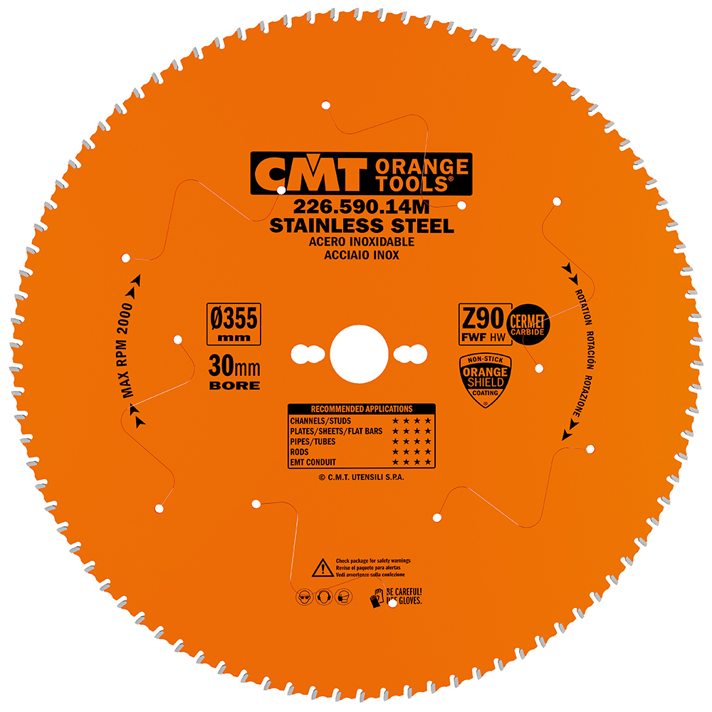 CMT XTreme Pílový kotúč na nehrdzavejúcu oceľ - D355x2,2 d30 Z90 HW C22659014M