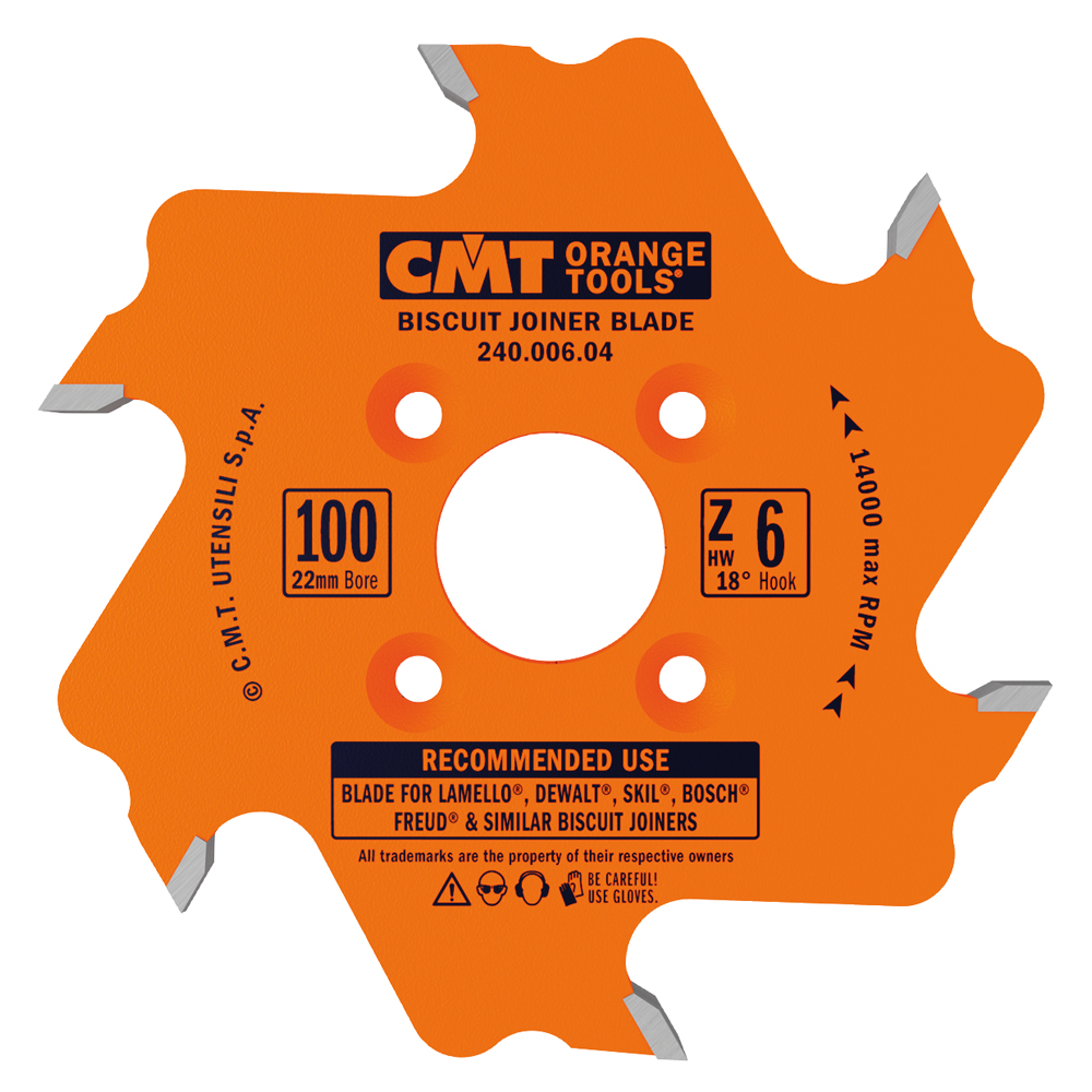 CMT Kotúč lamelovací pre lamelové spoje - D100x3,96 d22 Z6 HW striedavý zub C24000604