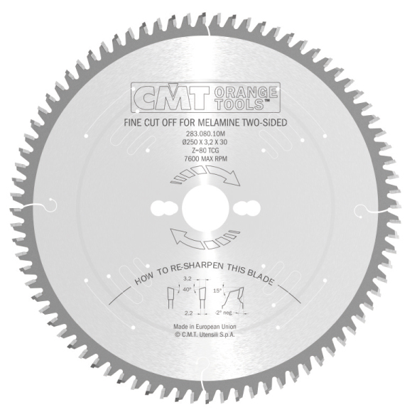 CMT Industrial C283 Pílový kotúč na lamino bez predrezu - D350x3,5 d30 Z108 HW C28310814M