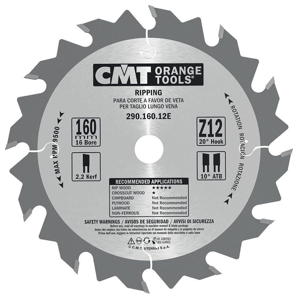 CMT Pílový kotúč pre elektronáradie, pozdĺžny rez - D160x16 Z12 HW C29016012E