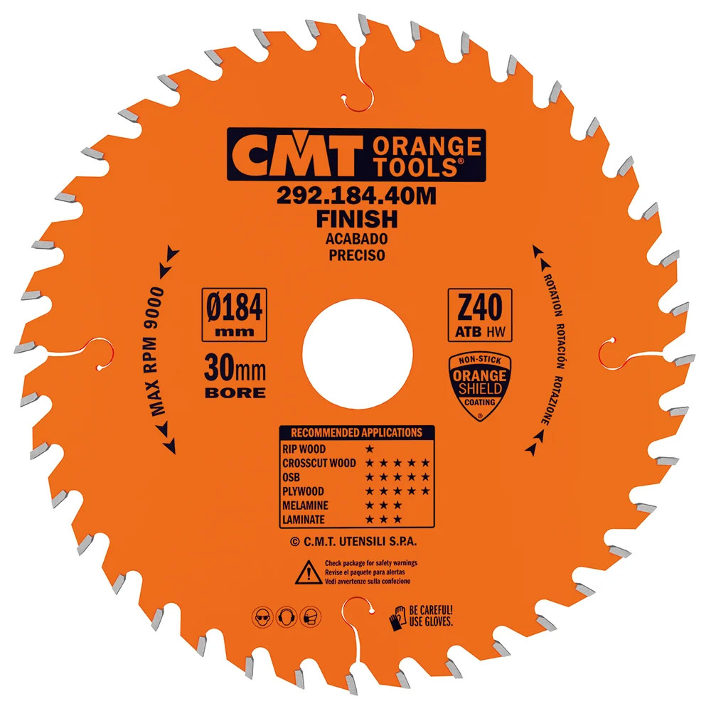 CMT Orange Pílový kotúč pre elektronáradie, finálny rez - D184x2,6 d30 Z40 HW C29218440M