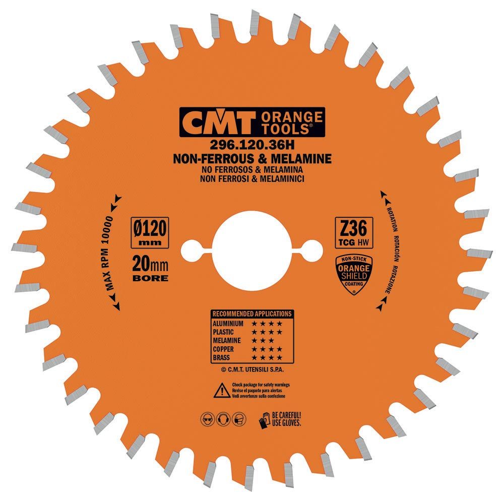CMT Orange Pílový kotúč na lamino, plast a neželezné kovy - D120x1,8 d20 Z36 HW C29612036H