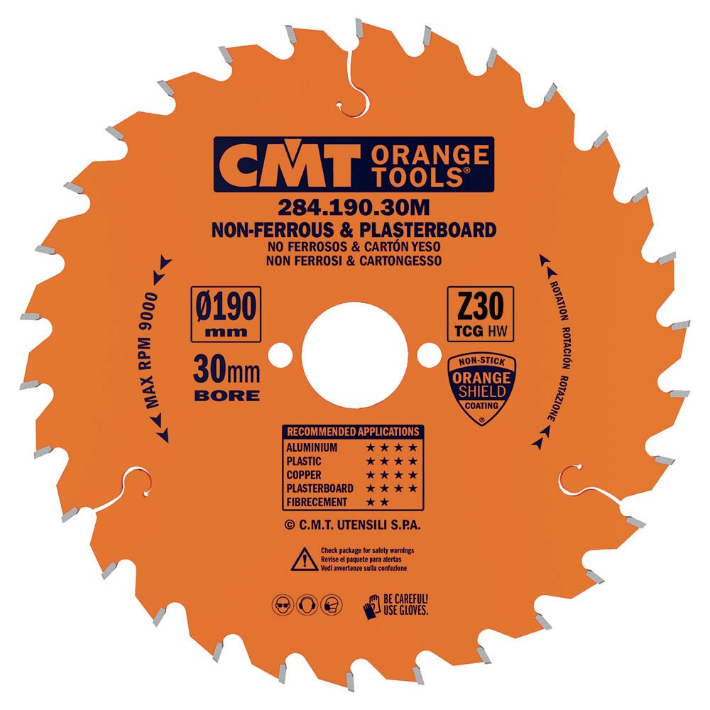 CMT Orange Pílový kotúč na neželezné kovy a plasty - D190x2,6 d30 Z30 HW 284.190.30M