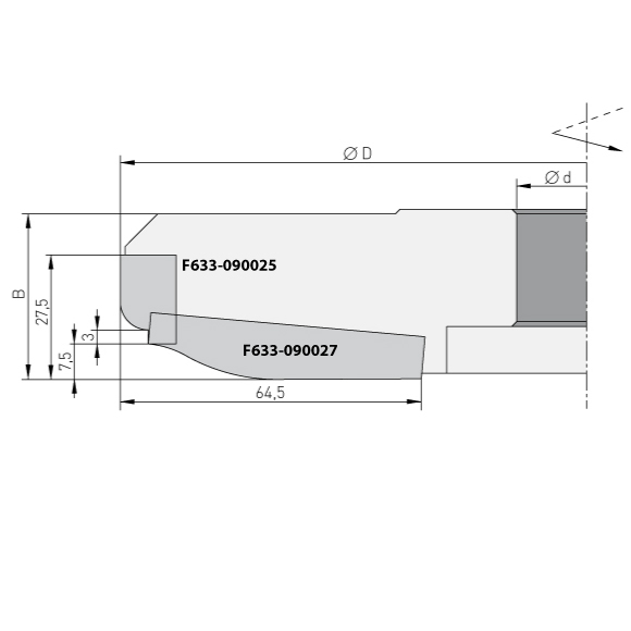 IGM Profilový nôž pre výplňové frézy F633 - 59x12x1,5 horné branie F633-090027