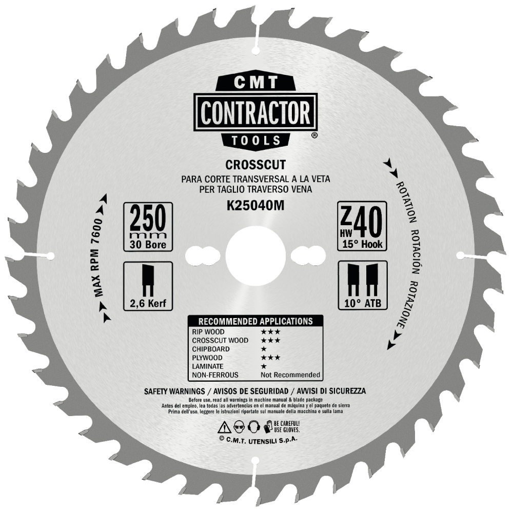 CMT Contractor Pílový kotúč na drevo, Masterpack - D216x2,4 d30 Z48 HW, 10ks K21648M-X10